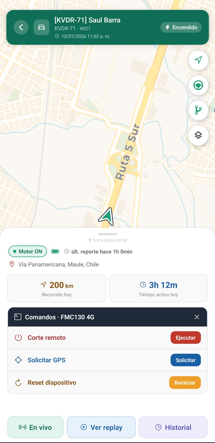App MEGAGPS: control del vehículo en tiempo real con corte de motor remoto